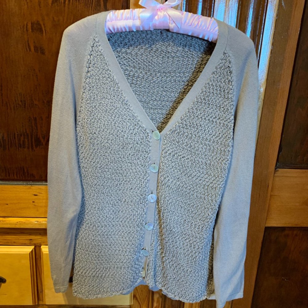Haiku Tan Knit V Neck Cardigan Size Small